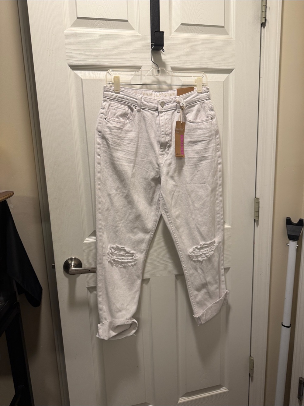 Vanilla Star White Ripped Boyfriend Jeans